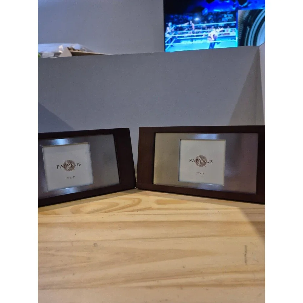 Papyrus 3 X 3 Panoramic Silver And Wood Frame Lot Of 2
